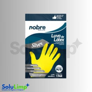 Luva De Borracha/latex Hipoalergenica “m/8” Amarela Silver Ca 44393  – Nobre