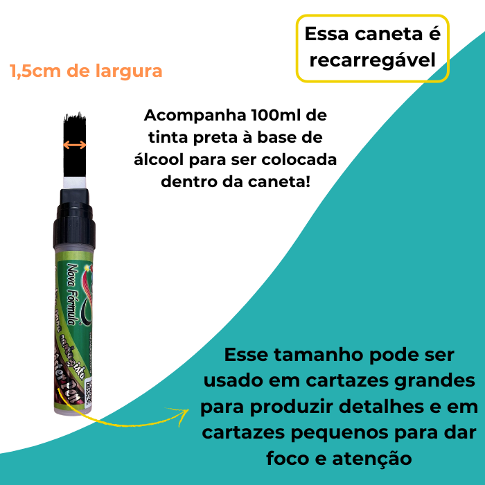 Kit Cartazista para Cartazes Grandes – Combo de 3 canetas maiores + 300ml de tinta para cartaz - Image 6